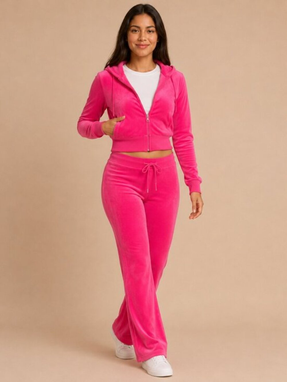 Juicy Couture Pink Velour Tracksuit OG Rhinestone Logo Women’s L NWT